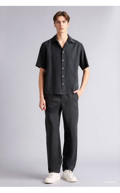 DeFacto %100 Pamuk Baggy Fit Pantolon Antrasit