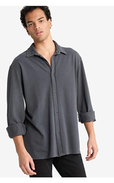Regular Fit Penye Uzun Kollu Gömlek F6134AX25AUAR104