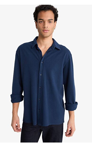 DeFacto Regular Fit Penye Uzun Kollu Gömlek F6134AX25AUNV241