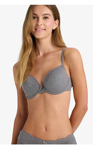 DeFacto Bağcıklı Dantel Detaylı Dantel Kaplı Pedsiz Balenli Tişört Bra Fall in Love