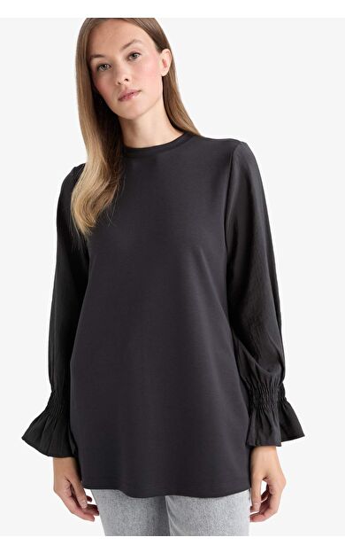 Regular Fit Bisiklet Yaka Uzun Kollu Tunik