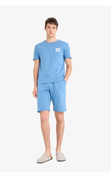DeFacto Pijama Takımı Baskılı Kısa Kollu Üst Şort F6185AX25SPBE88