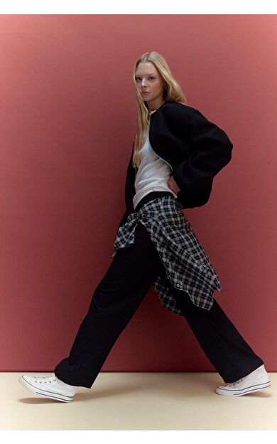 DeFacto Straight Fit Fleto Cepli Normal Bel Standart Boy Pantolon