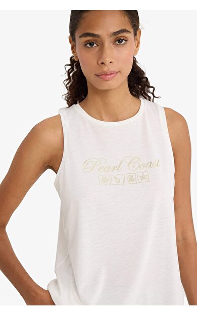 DeFacto Relax Fit Slogan Baskılı Bisiklet Yaka Atlet F6235AX25HSER105