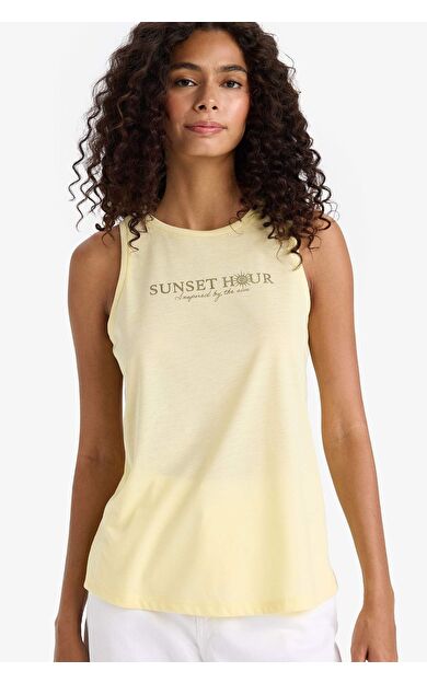 DeFacto Relax Fit Slogan Baskılı Bisiklet Yaka Atlet F6237AX25HSYL149