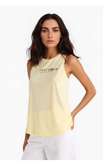 DeFacto Relax Fit Slogan Baskılı Bisiklet Yaka Atlet F6237AX25HSYL149