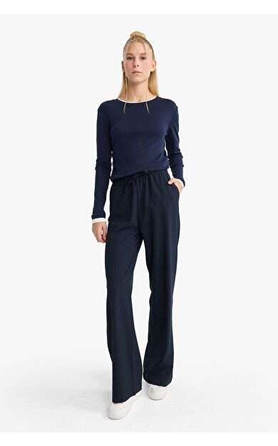 DeFacto Coool Wide Leg Beli Bağcıklı Normal Bel Pantolon