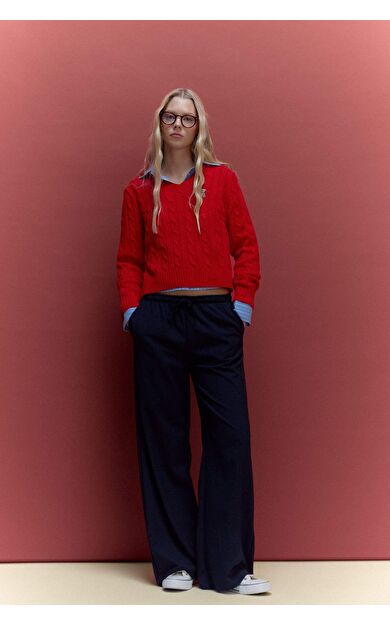 Wide Leg Çift Cepli Normal Bel Standart Boy Pantolon