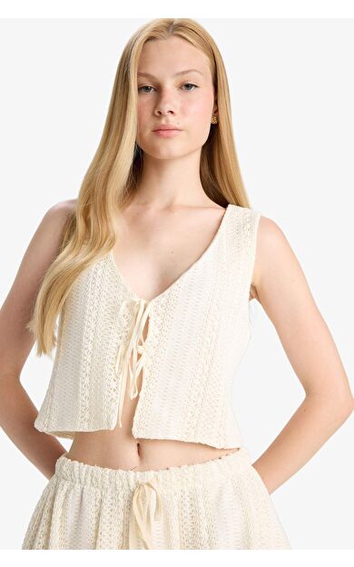 Coool Loose Fit V Yaka Triko Görünümlü Atlet