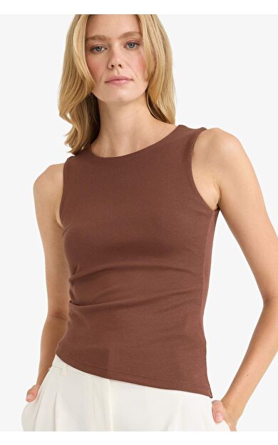 Slim Fit Dar Kesim Bisiklet Yaka Ribana Atlet