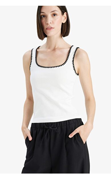 DeFacto Slim Fit Dar Kesim Bisiklet Yaka Ribana Atlet F6276AX25SMER105