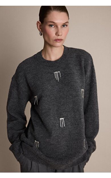 DeFacto Regular Fit Taşlı Triko Tunik