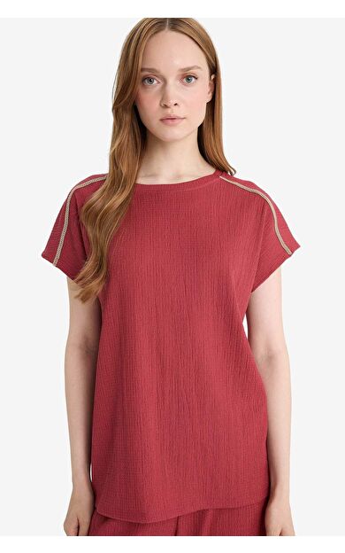 DeFacto Bisiklet Yaka Bürümcük Kısa Kollu Tişört F6300AX25HSBR188