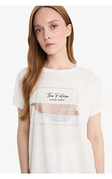 DeFacto Regular Fit Bisiklet Yaka Baskılı Kısa Kollu Tişört F6326AX25HSER105