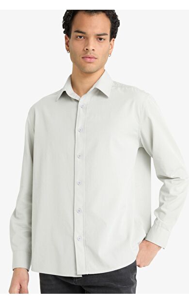 DeFacto Regular Fit Polo Yaka Dokuma Uzun Kollu Gömlek F6341AX25AUGR184