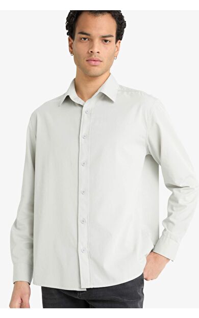 Regular Fit Polo Yaka Dokuma Uzun Kollu Gömlek F6341AX25AUGR184