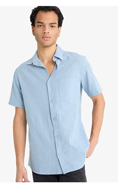 Slim Fit Dar Kesim Polo Yaka Kısa Kollu Gömlek