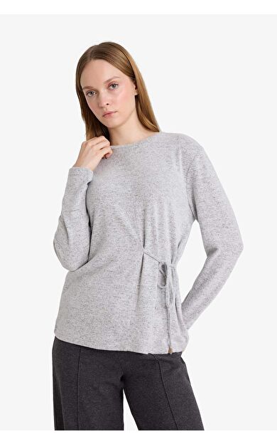 Relax Fit Bisiklet Yaka Uzun Kollu Tişört