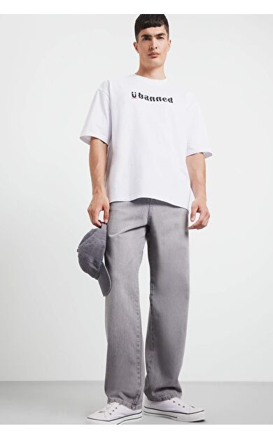 DeFacto Baggy Fit Geniş Paça Jean Yıkamalı Pantolon F6670AX25SMNM18