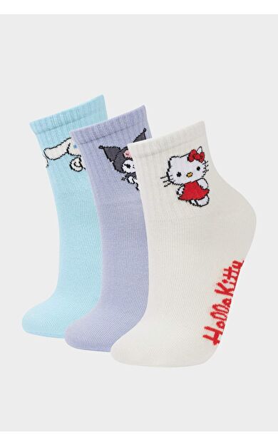 DeFacto Kız Çocuk Hello Kitty 3'lü Pamuklu Uzun Çorap F6702A8NSKR1