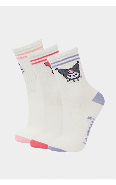 DeFacto Kız Çocuk Hello Kitty 3'lü Pamuklu Uzun Çorap F6704A8NSKR1
