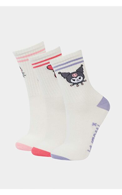 DeFacto Kız Çocuk Hello Kitty 3'lü Pamuklu Uzun Çorap F6704A8NSKR1