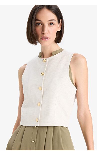 Fitted Bisiklet Yaka Yelek F6814AX25AUBG772