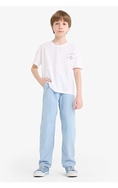 Erkek Çocuk Esnek Belli Düz Paça Jean Pantolon
