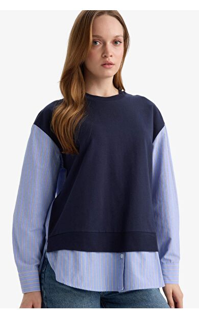 DeFacto Regular Fit Sweatshirt Kumaşı Uzun Kollu Tunik