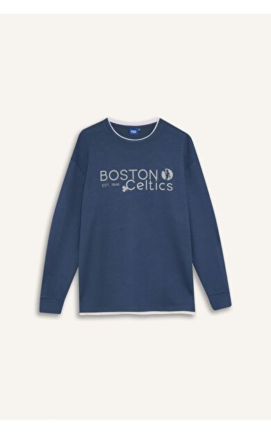 NBA Boston Celtıcs Boxy Fıt Bisiklet Yaka Skuba Dalgıç Kumaş Sweatshirt