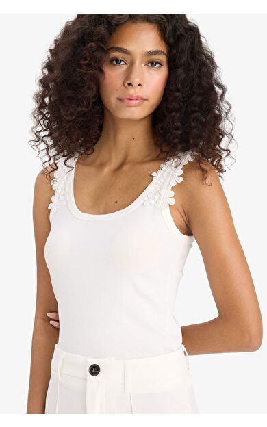 DeFacto Slim Fit Dar Kesim Yuvarlak Yaka Ribana Atlet