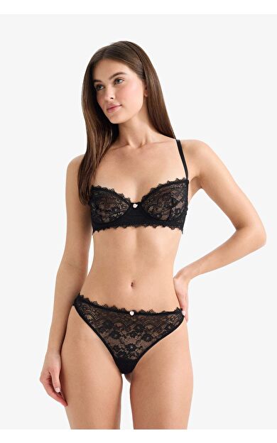 DeFacto Bağcıklı Dantelli Brazilian Külot Fall in Love F7028AX25WNBK81