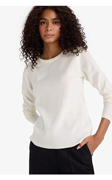 DeFactoFit Regular Fit Bisiklet Yaka Kazak F7091AZ24WNER99