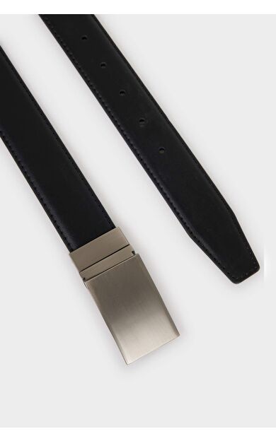 Erkek Dikdörtgen Toka Suni Deri Jean Kemeri