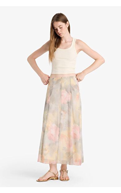 DeFacto Coool A Kesim Floral Normal Bel Tül Maxi Etek