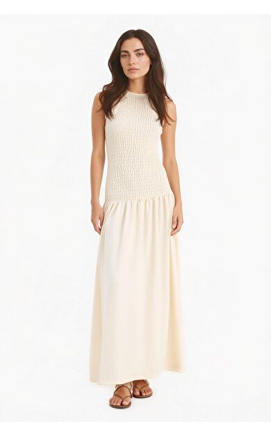 DeFacto Bisiklet Yaka Bürümcük Kolsuz Midi Elbise