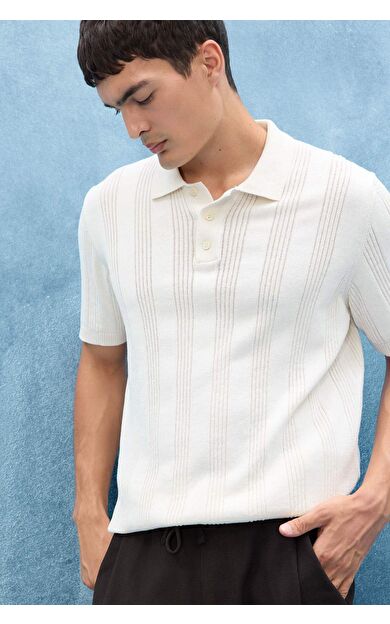 DeFacto %100 Pamuk Polo Yaka Kısa Kollu Triko Tişört F7133AX25SMER140