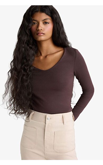 DeFacto Slim Fit Dar Kesim Basic Düz Modal Uzun Kollu Tişört