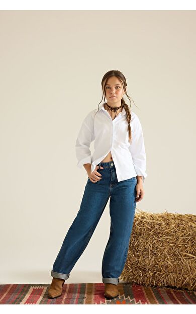 DeFacto Kız Çocuk Baggy Fit Geniş Paça Jean Pantolon