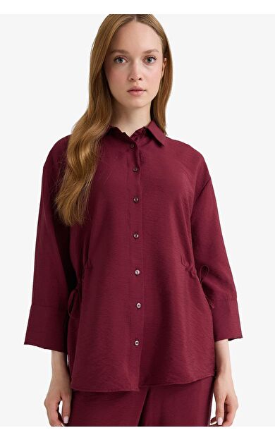 DeFacto Relax Fit Gömlek Yaka Uzun Kollu Gömlek
