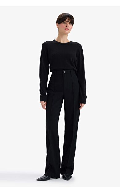 DeFacto Straight Fit Yüksek Bel Düz Paça Twill Pantolon F7188AX25AUBK81