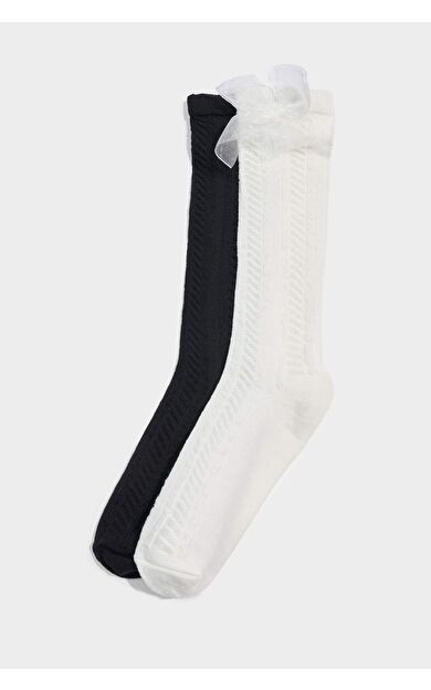 DeFacto Kız Çocuk 2'li Pamuklu Diz Altı Okul Çorabı