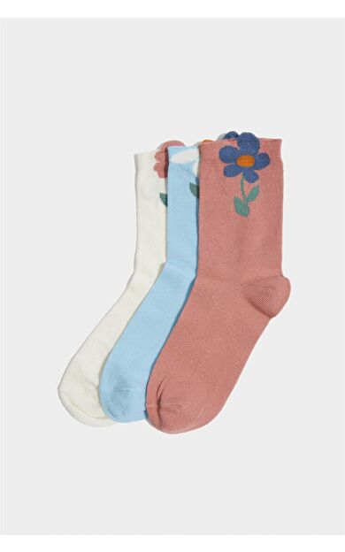 Kız Çocuk 3'lü Pamuklu Uzun Çorap F7216A8NSKR1
