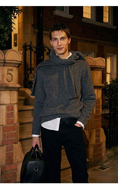 DeFacto Standart Fit Bisiklet Yaka Triko Kazak F7222AX25WNGR311