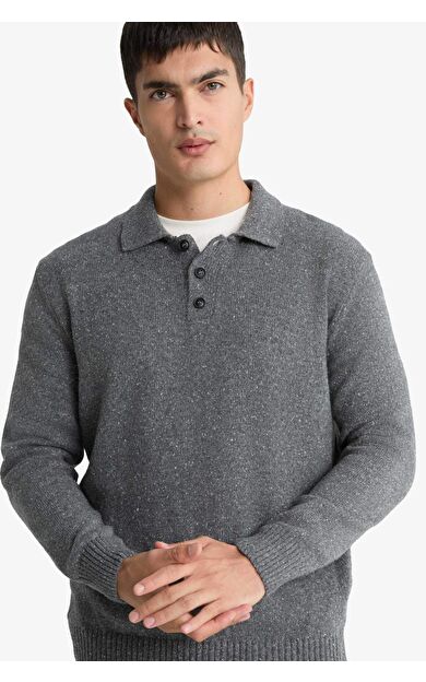 DeFacto Standart Fit Polo Yaka Triko Kazak F7230AX25WNGR311