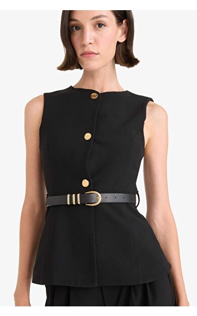 Fitted Bisiklet Yaka Yelek F7293AX25AUBK81