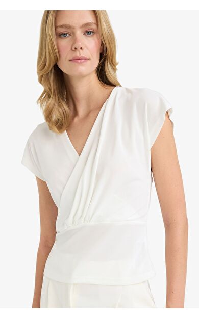 DeFacto Regular Fit Wrap Yaka Bluz