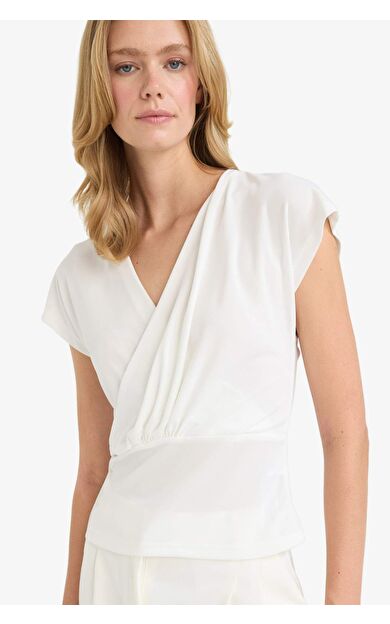 DeFacto Regular Fit Wrap Yaka Bluz