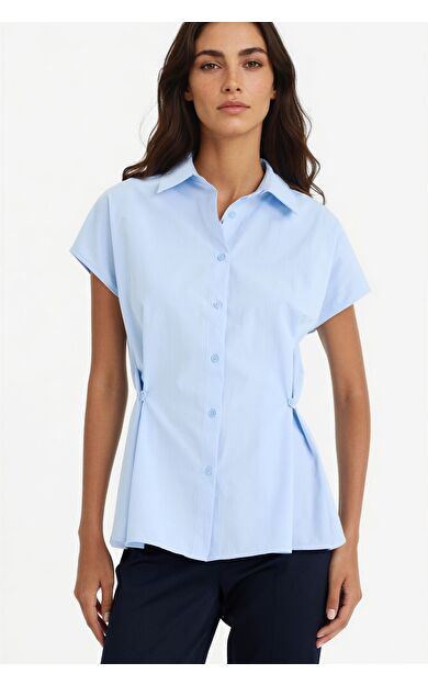 DeFacto Fitted Poplin Kısa Kollu Gömlek F7313AX25AUBE823