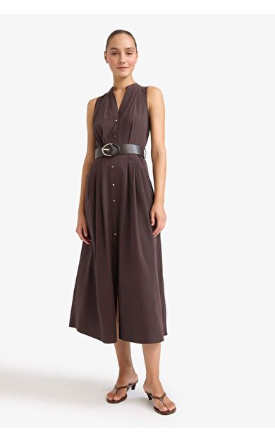 Regular Fit Pamuklu Kısa Kollu Uzun Elbise